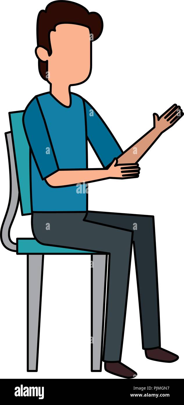 young man sitting on chair vector illustration design Stock Vector ...