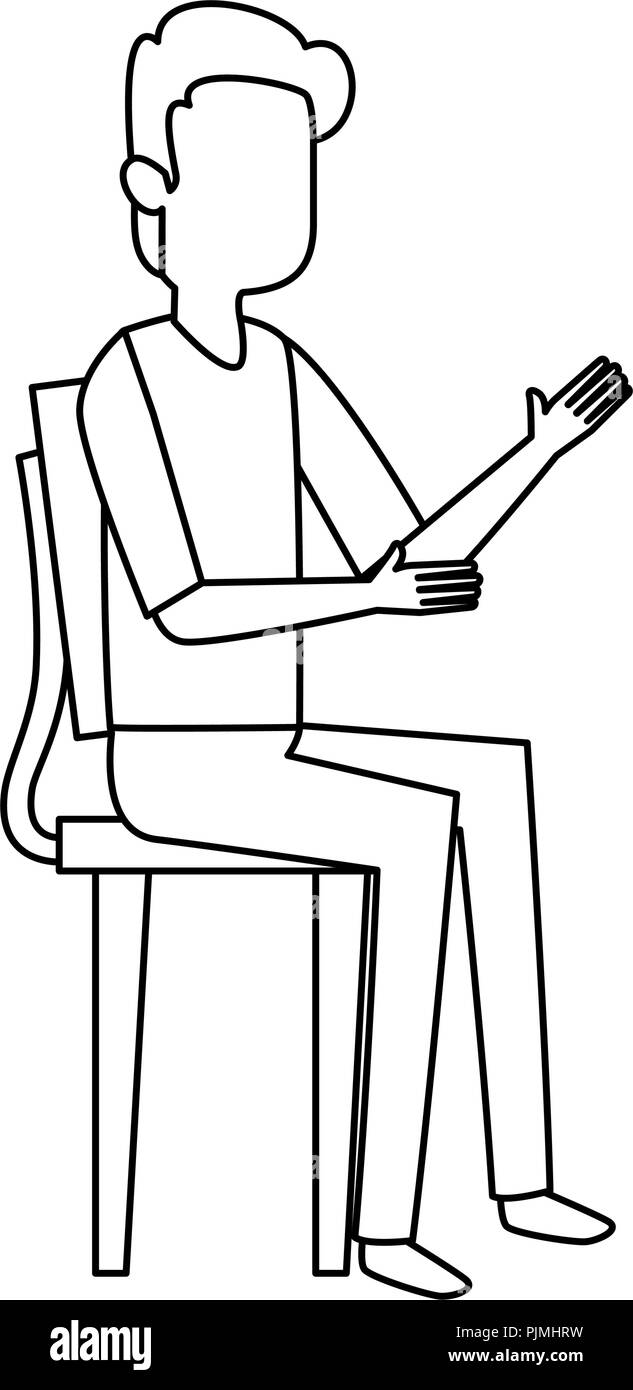 young man sitting on chair vector illustration design Stock Vector ...