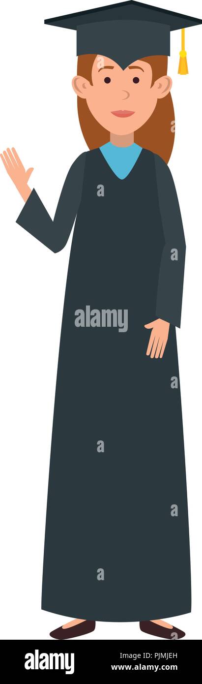 woman student graduated avatar character vector illustration design ...