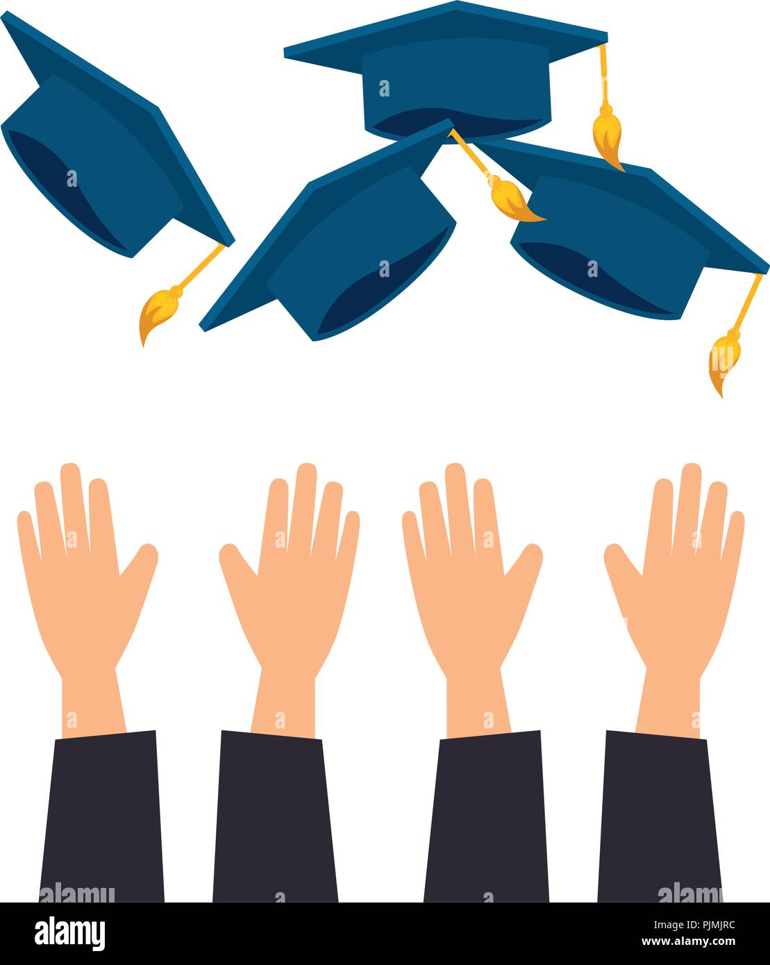 Graduation cap throwing hands vector hi-res stock photography and ...