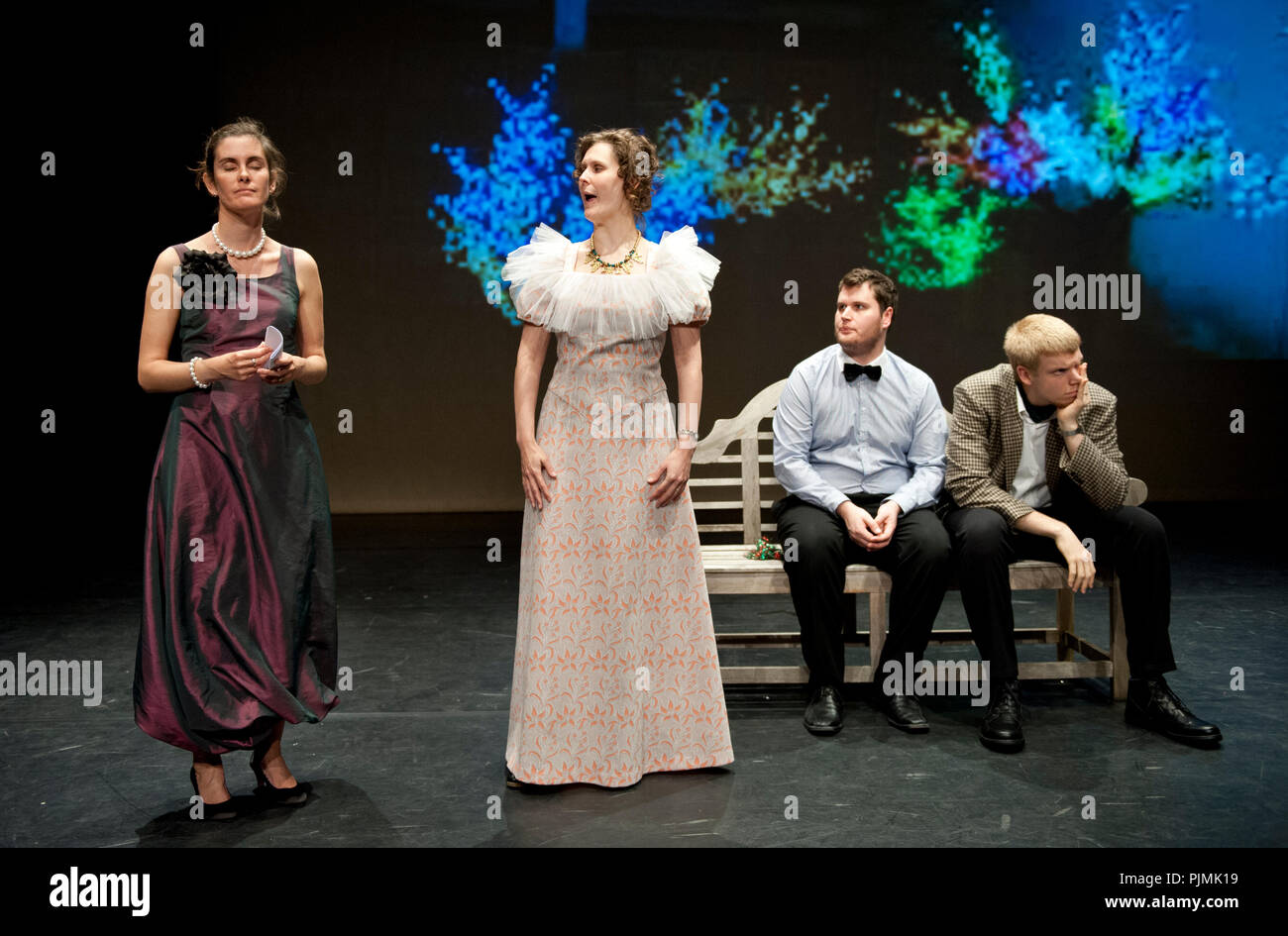 Theatre company De Dijlezonen playing 'Gelukzakken' from John Godber, directed by Frans Vanderschueren (Belgium, 24/04/2014) Stock Photo