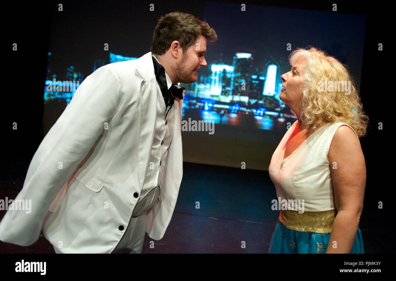 Theatre company De Dijlezonen playing 'Gelukzakken' from John Godber, directed by Frans Vanderschueren (Belgium, 24/04/2014) Stock Photo