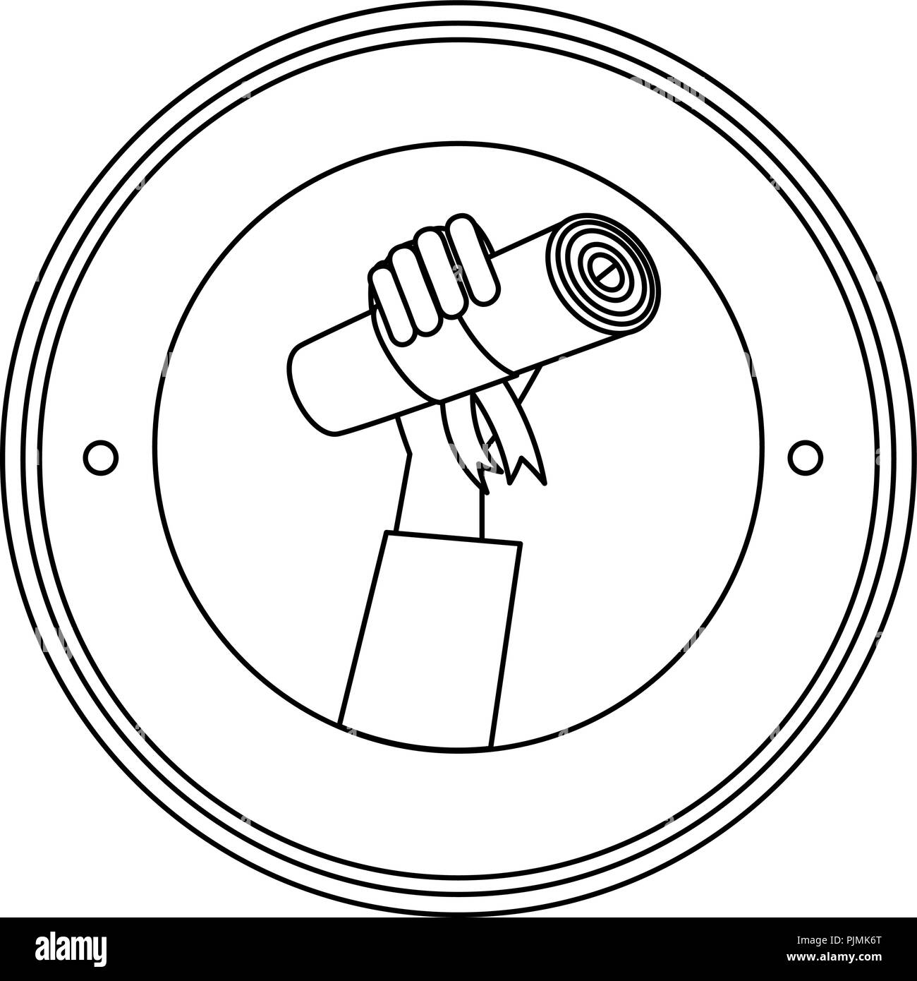 hand human with graduation diploma vector illustration design Stock ...