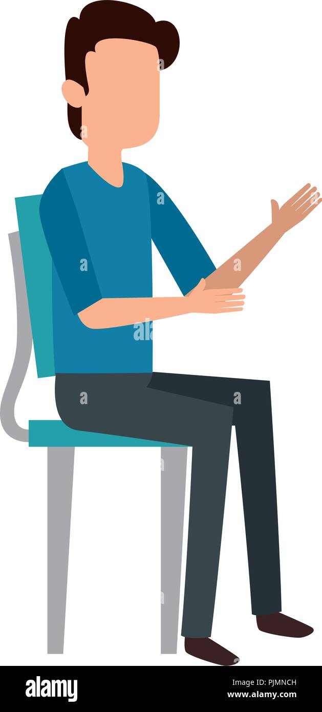 young man sitting on chair Stock Vector Image & Art - Alamy