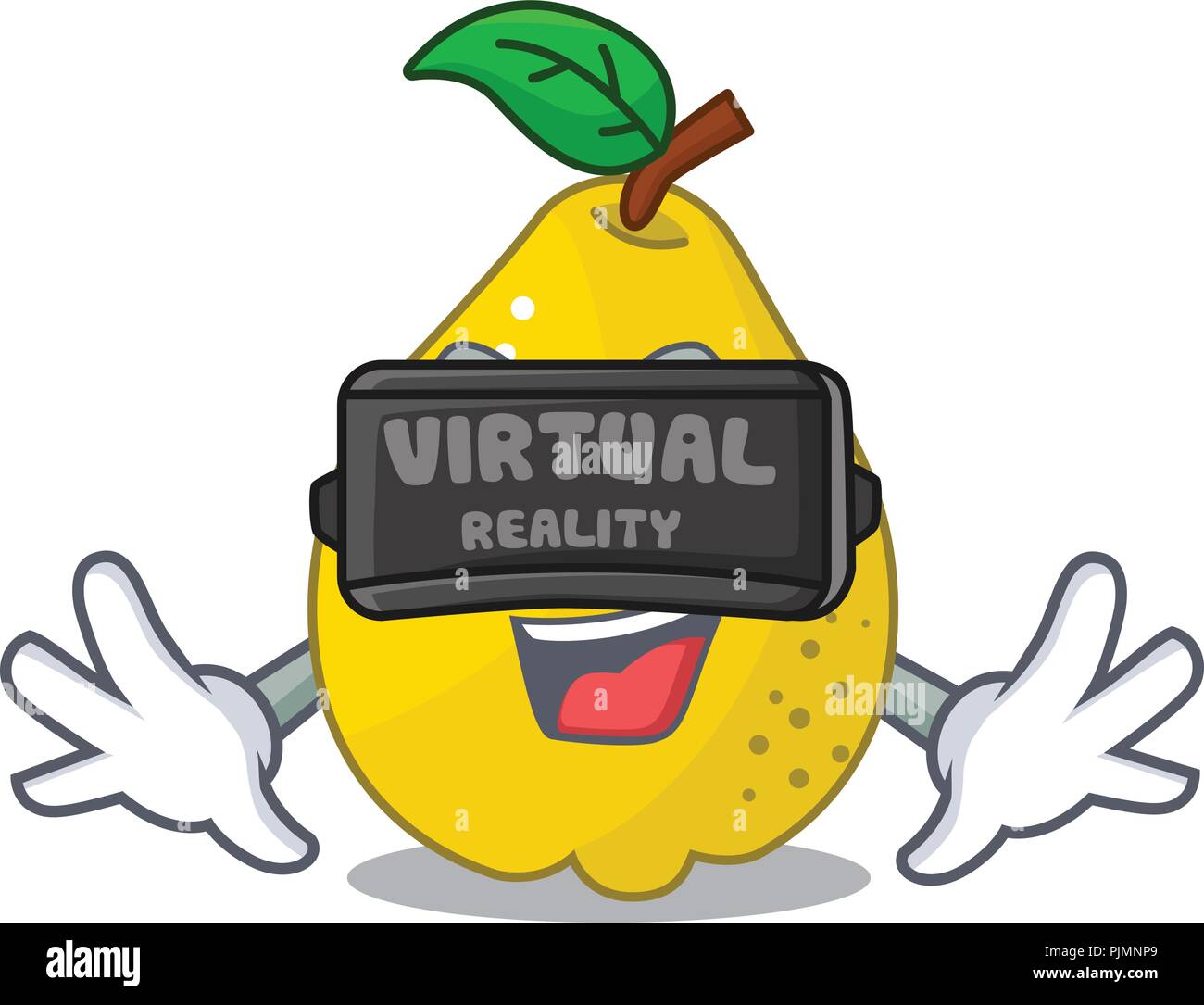 Virtual reality ripe yellow quince fruit on mascot Stock Vector Image ...