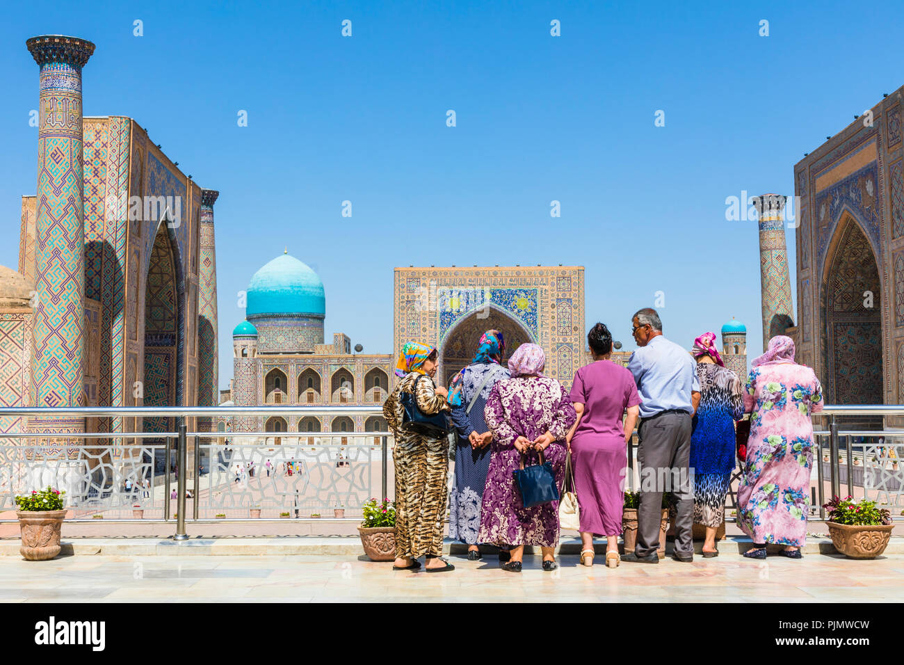 SAMARKAND, UZBEKISTAN - AUGUST 31, 2018: The Registan, the heart of the ancient city of Samarkand - Uzbekistan. - Stock Image
