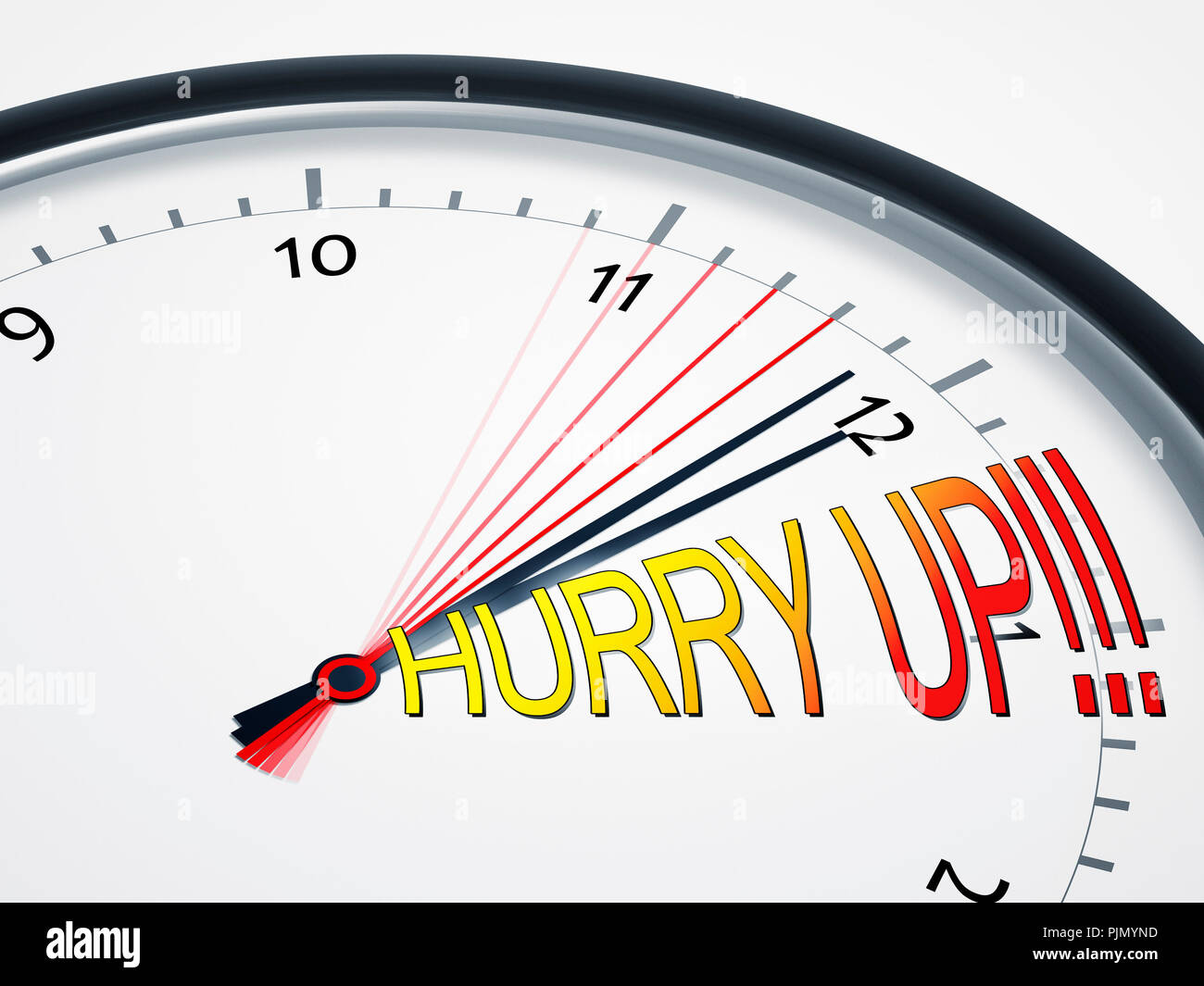 An image of a nice clock with hurry up!!! Stock Photo