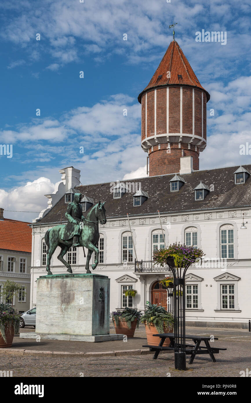 King Christian X equestrian statue in Axel square Stock Photo