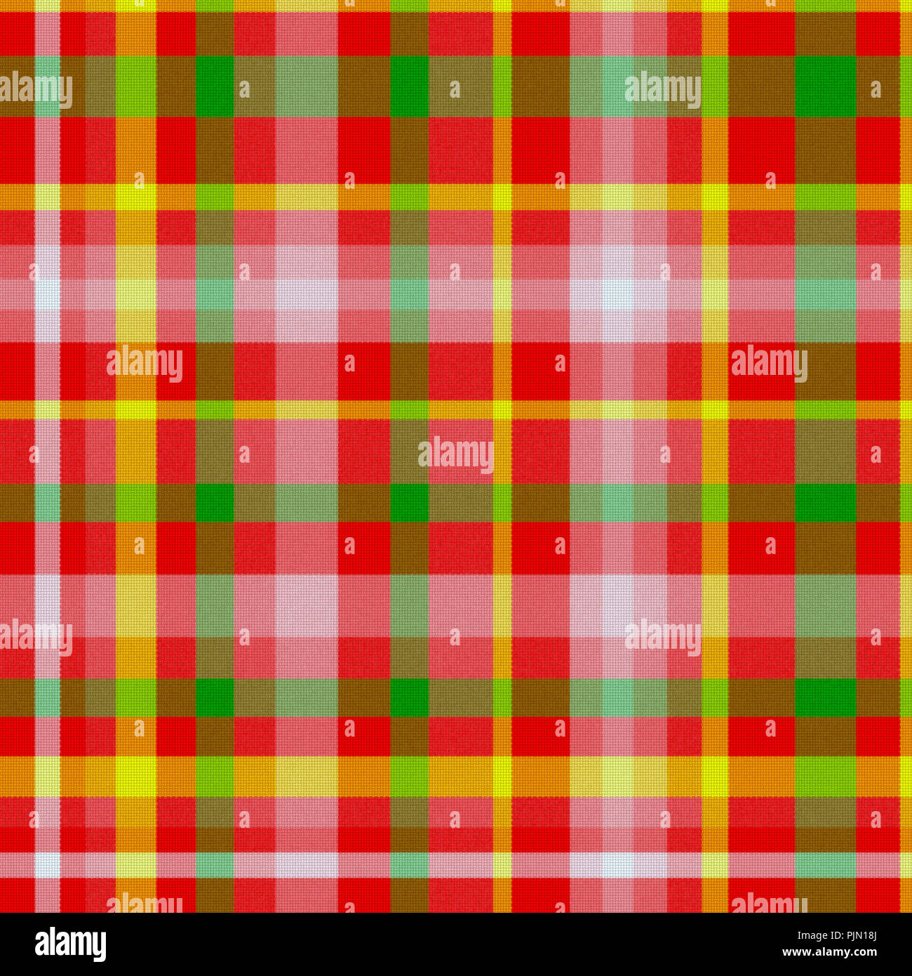Red, yellow, pink and green tartan style weave pattern illustration ...