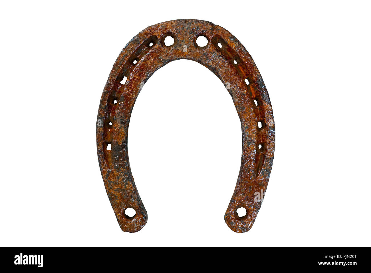 old rusty horseshoe isolated on white background Stock Photo