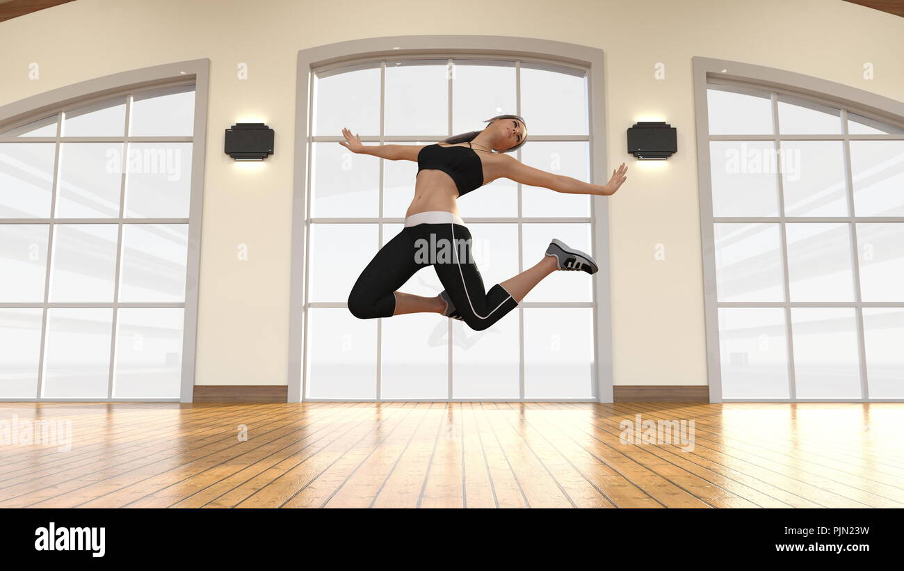 Hip Hop Dancer Practicing in a Dance Studio Stock Photo