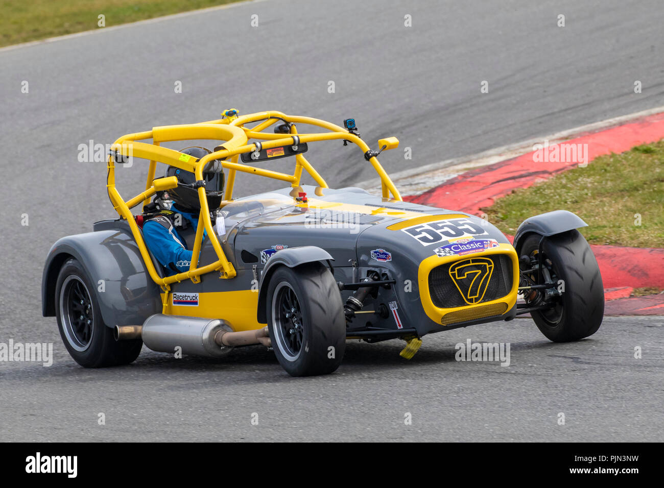 2017 Caterham 420R, Class D, with driver Chris Aubrey during the Gold Arts Magnificent Sevens race at Snetterton, Norfolk, UK Stock Photo