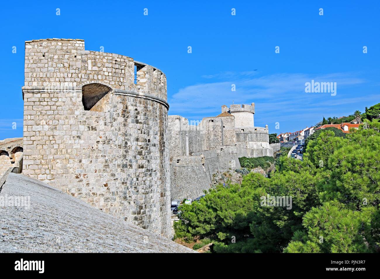 Dubrovnik Old Town Castle Wall trail Stock Photo