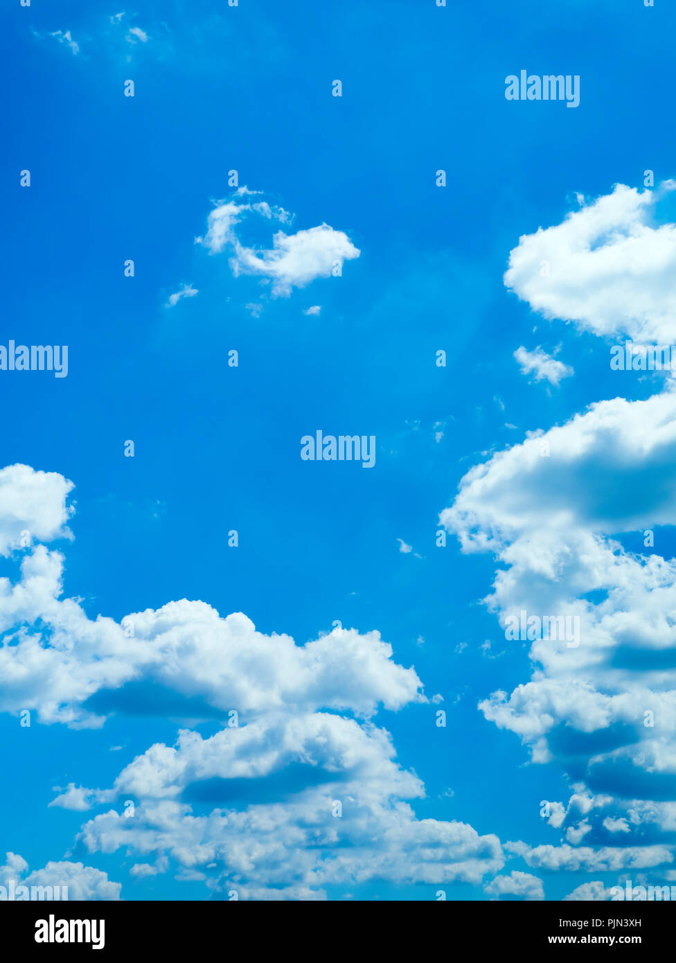 A nice blue sky with white clouds, Ein schöner blauer Himmel mit weissen Wolken Stock Photo