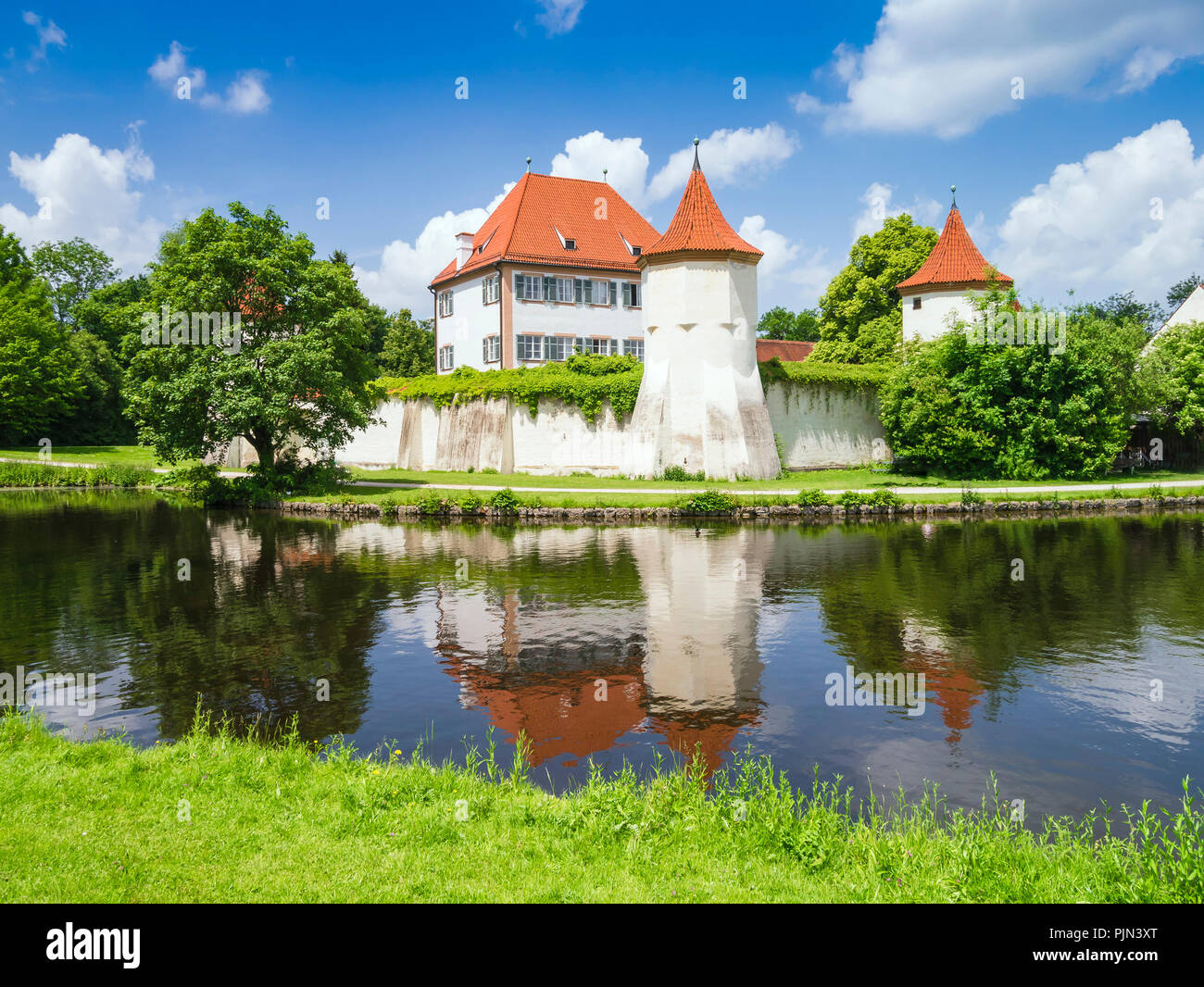 The nice castle Blood castle in Munich, Germany, Das schoene Schloss Blutenburg in Muenchen, Deutschland Stock Photo