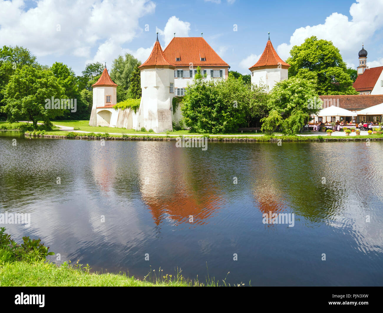 The nice castle Blood castle in Munich, Germany, Das schoene Schloss Blutenburg in Muenchen, Deutschland Stock Photo