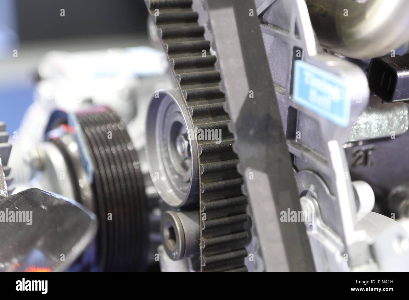 Diesel Engine timing belt ; close up ; rubber part Stock Photo Alamy