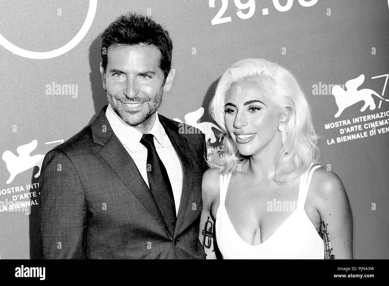 Bradley Cooper and Lady Gaga attend A Star Is Born photocall during the  75th Venice Film Festival, Venice, Italy. 31st August, 2018 © Paul Treadway  Stock Photo - Alamy