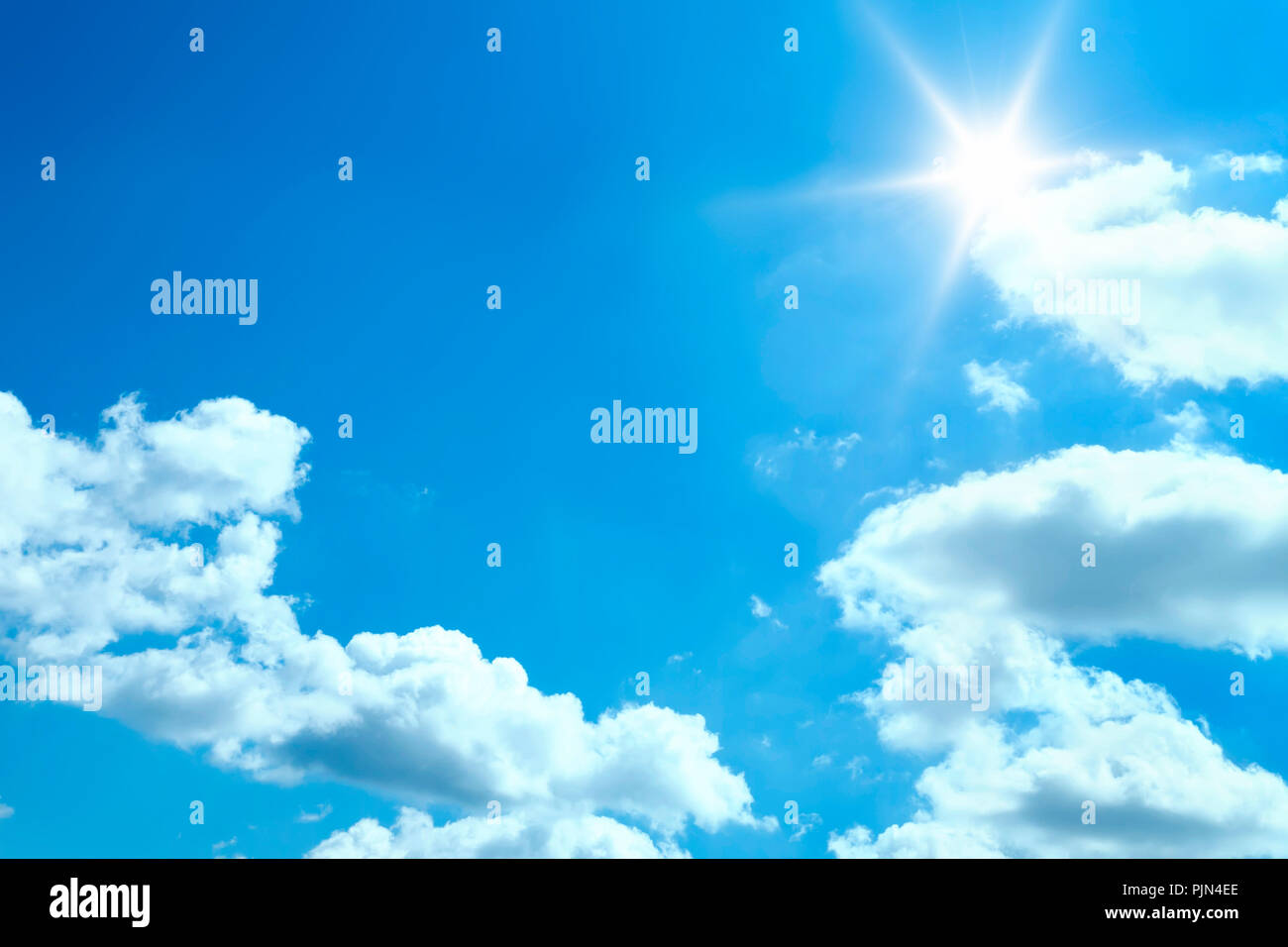 A nice blue sky with white clouds, Ein schöner blauer Himmel mit weissen Wolken Stock Photo