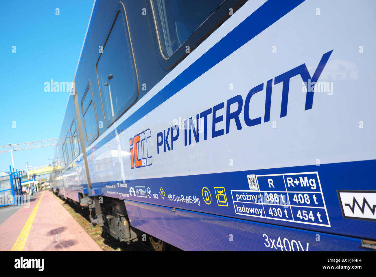 Poland PKP Intercity railway express train at Bialystok station in 2018 Stock Photo