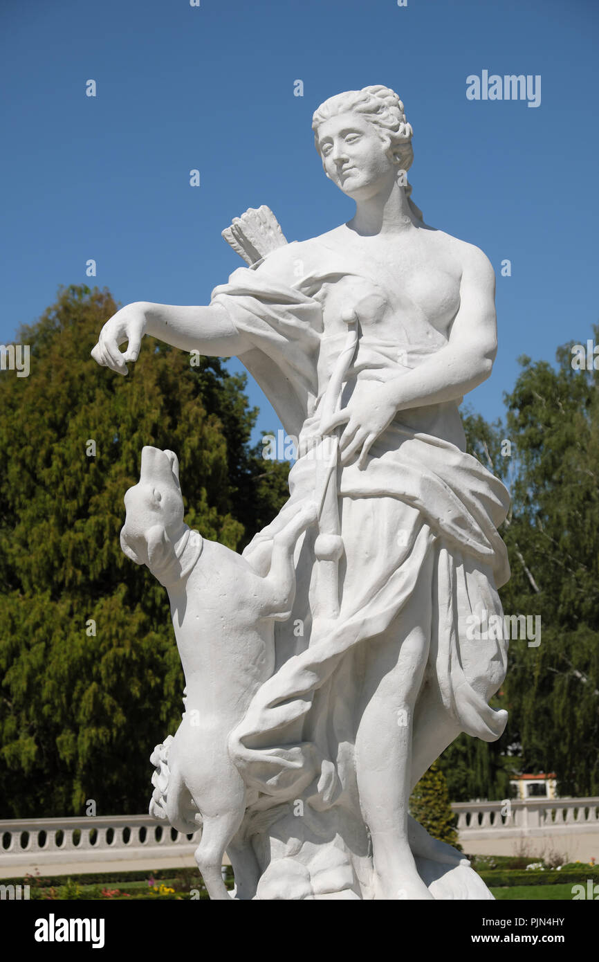 Status of Callisto the nymph from Greek mythology at Branicki Palace gardens in Bialystok Poland Stock Photo