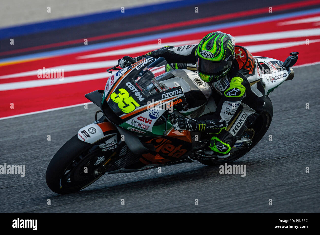 Misano Adriatico, Italy. 07th Sep, 2018. Cal Crutchlow during FP1 in Misano Credit: Lorenzo Di Cola/Pacific Press/Alamy Live News Stock Photo