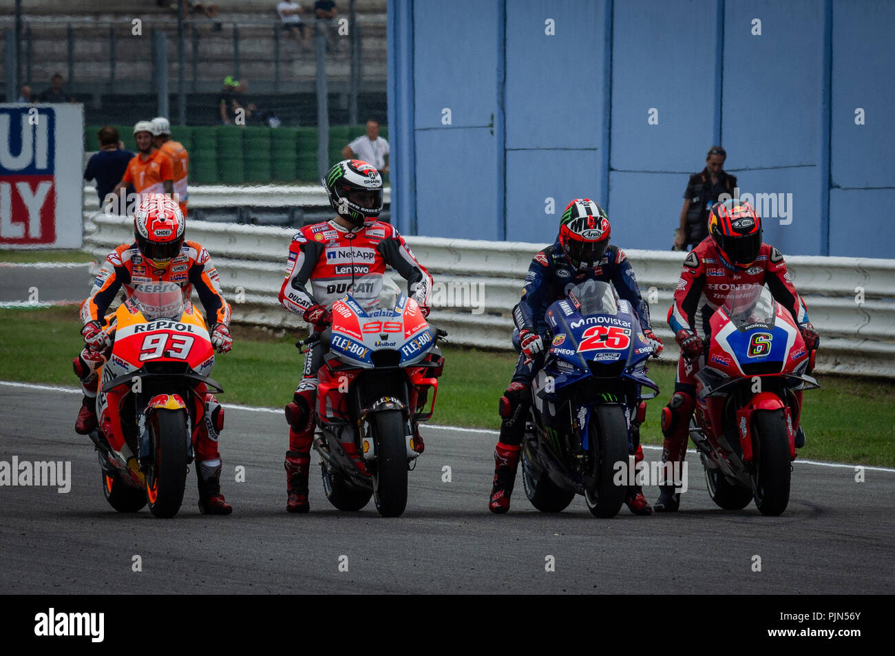 Misano Adriatico, Italy. 07th Sep, 2018. MotoGP riders during Friday FP2 in Misano Credit: Lorenzo Di Cola/Pacific Press/Alamy Live News Stock Photo