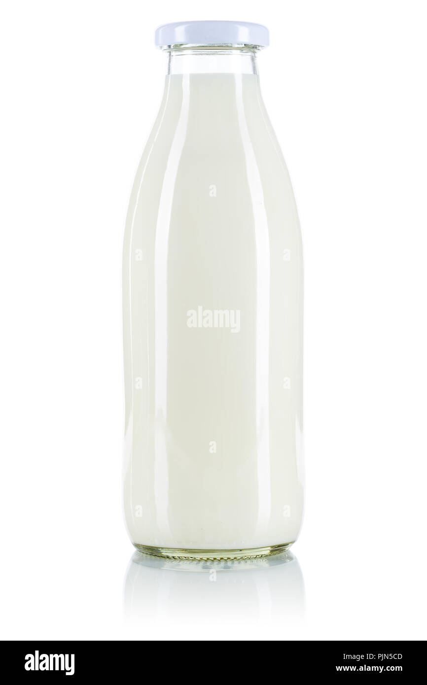 Milk bottle isolated on a white background Stock Photo