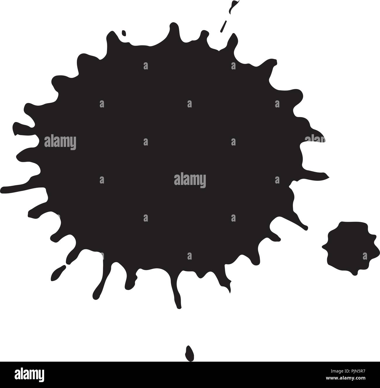 Vector illustration. Black ink spots set, texture of paint spots Stock