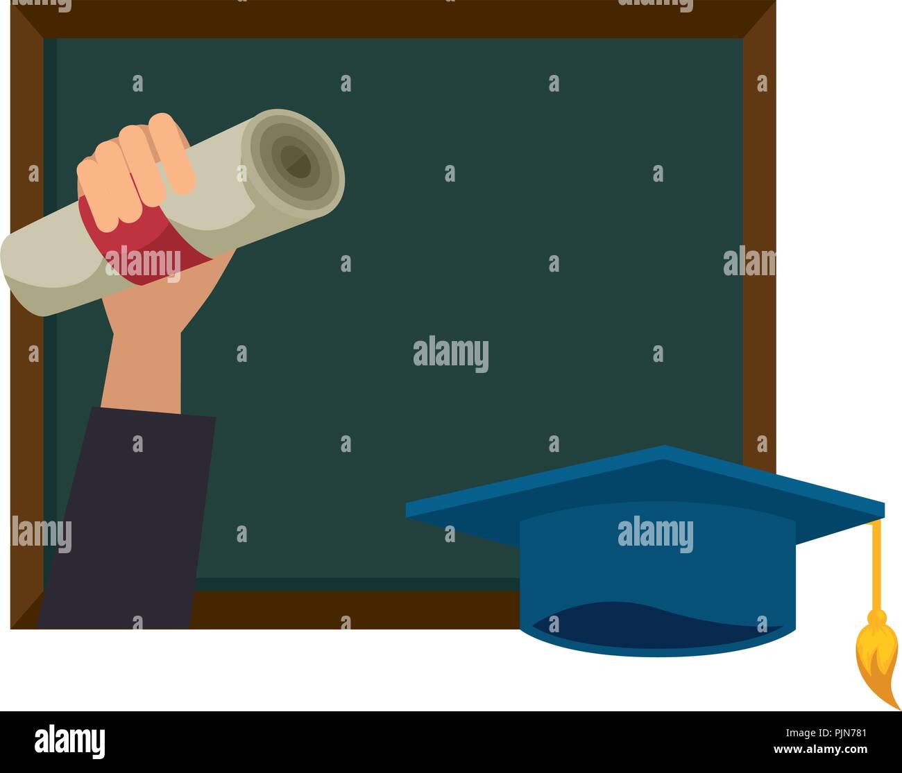 hand with graduation diploma and chalkboard Stock Vector Image & Art ...