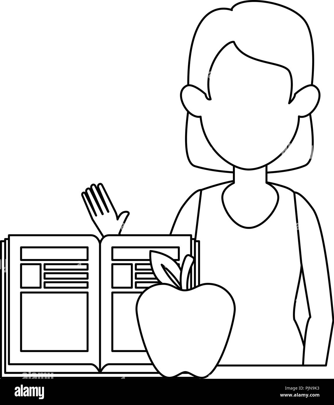 woman teaching with apple and book character Stock Vector Image & Art ...