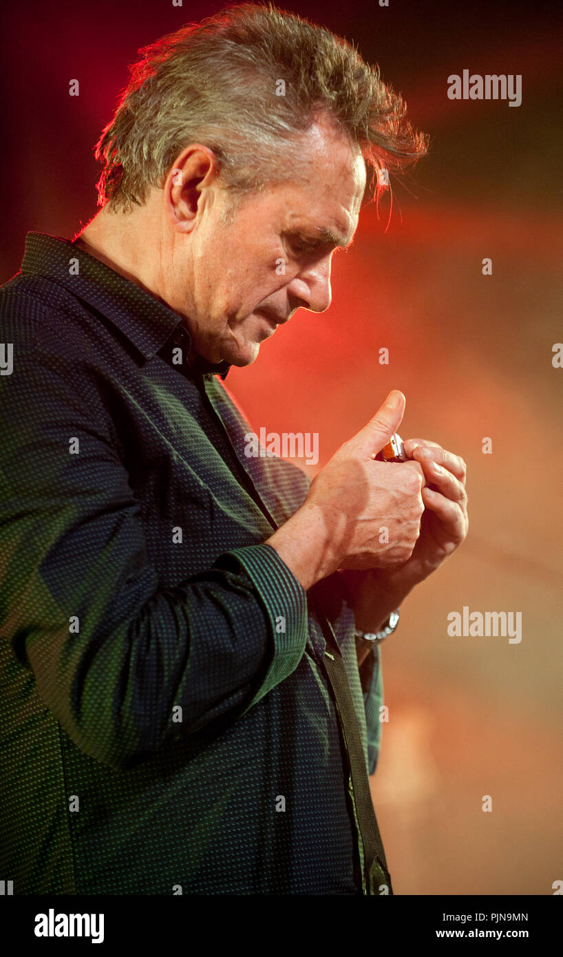 Dutch musician and singer Henny Vrienten performing at the Radio 1 Sessies, in Antwerp (Belgium, 19/11/2015) Stock Photo