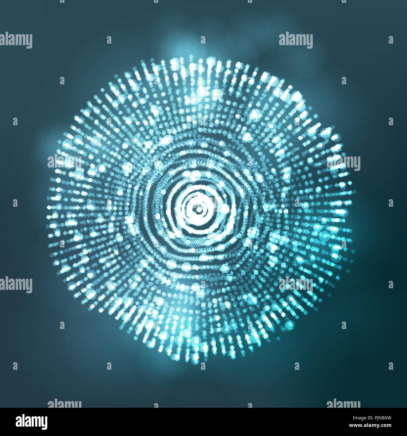 Glowing Abstract Sphere Vector. Cyber Equalizer. Flare Lens. Illustration Stock Vector
