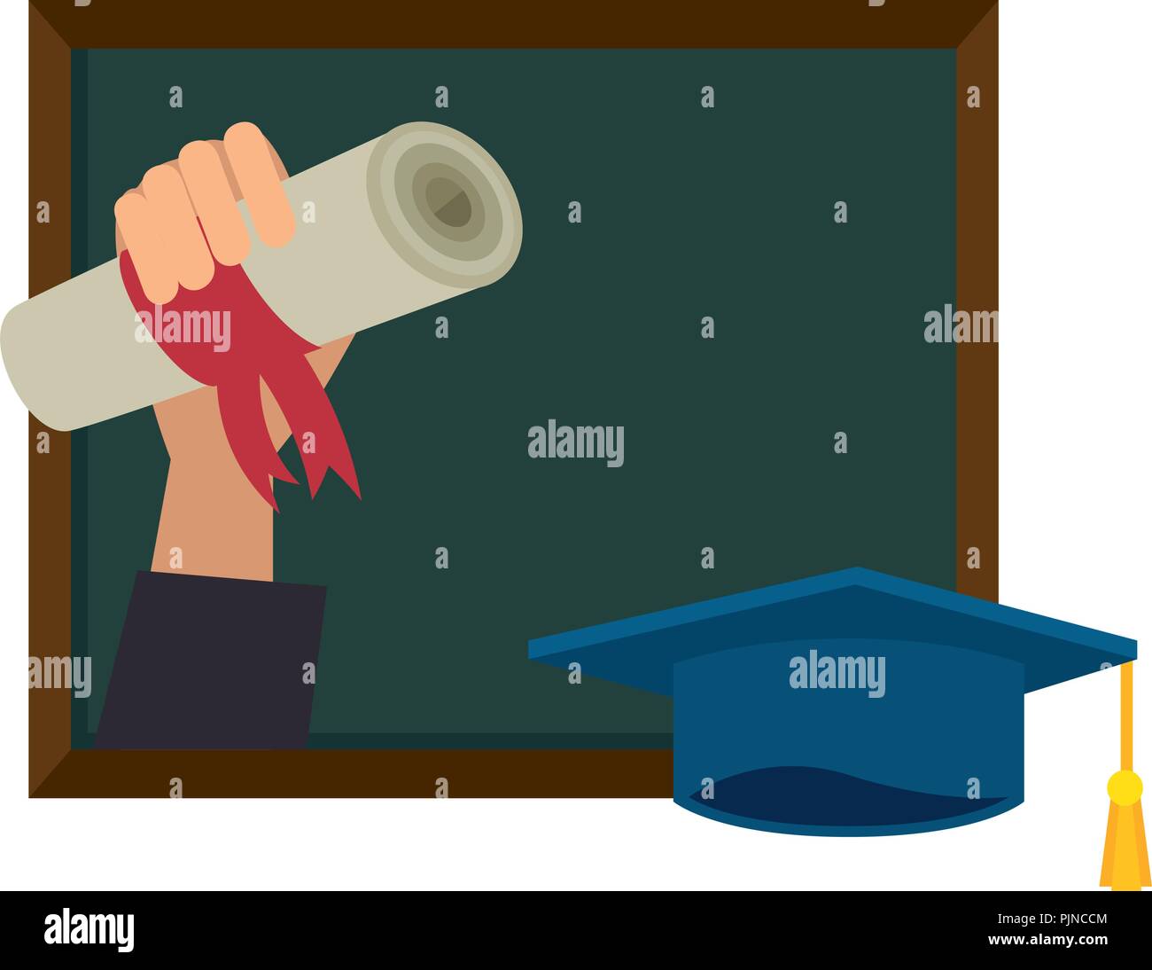 hand with graduation diploma and chalkboard Stock Vector Image & Art ...