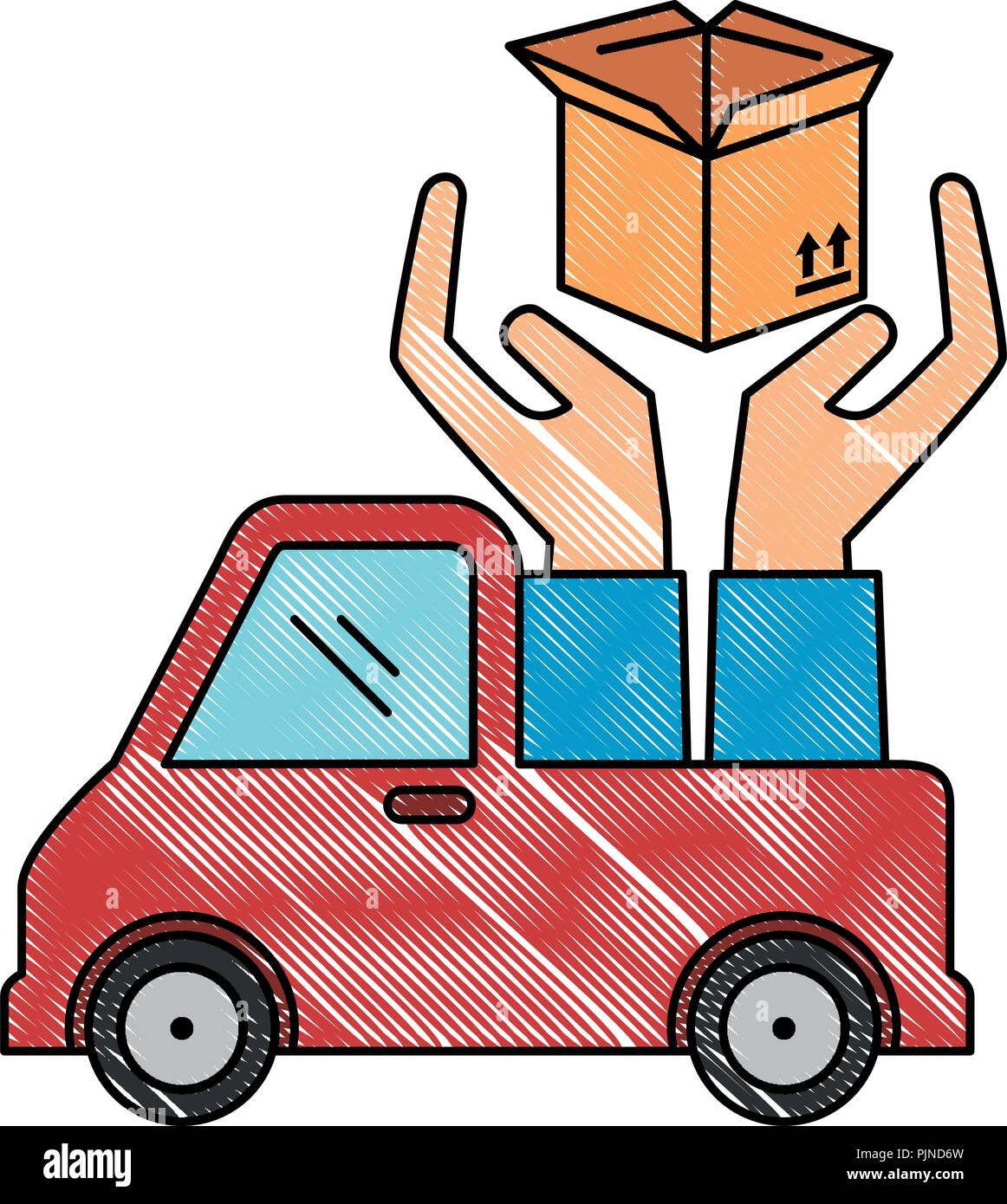 delivery service truck with hands protection Stock Vector