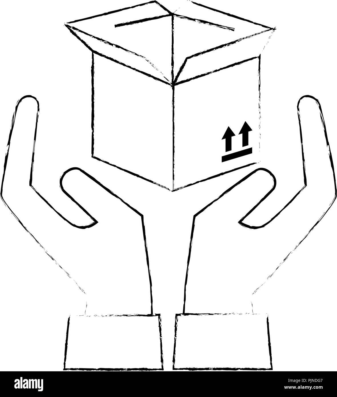 packing box carton with hands protection Stock Vector Image & Art - Alamy