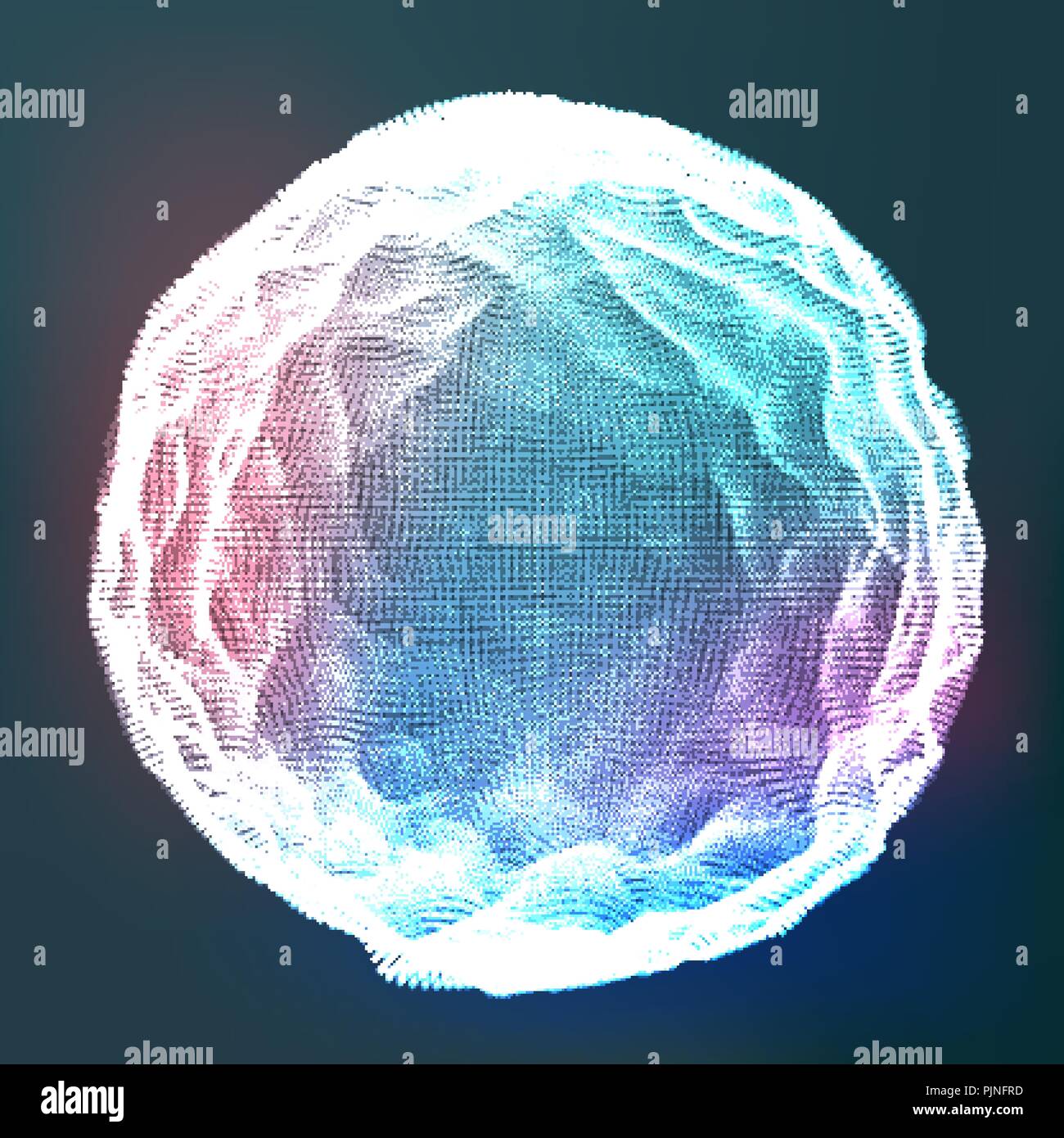Glowing Abstract Sphere Vector. Data Wireframe. Explosion. Flowing Particles. Illustration Stock Vector