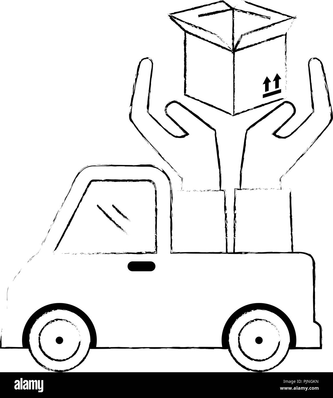 delivery service truck with hands protection Stock Vector