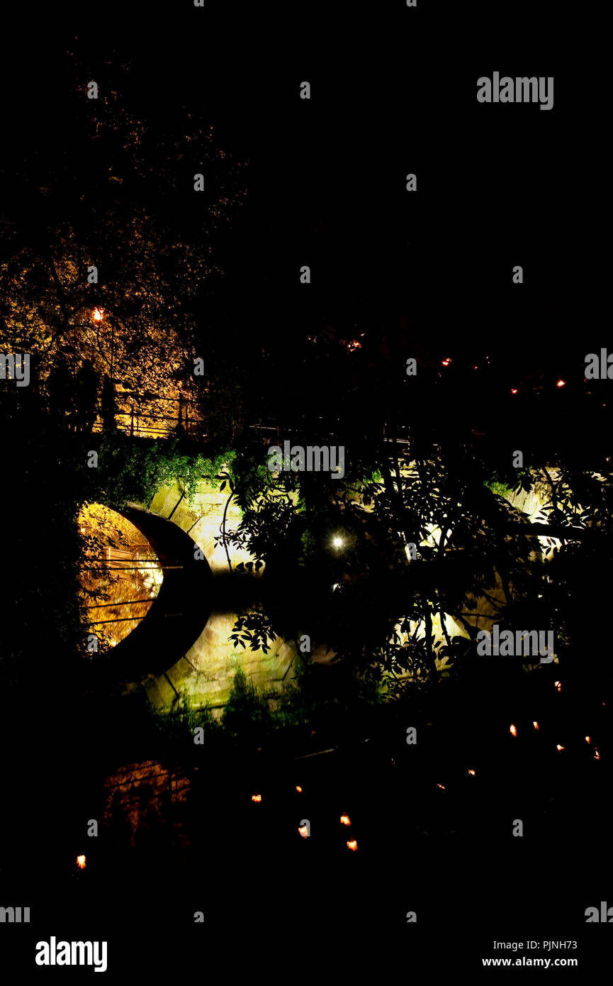 Opening of the Brugge Centraal culture festival with the Installation De Feu from French fire company Compagnie Carabosse in the Minnewaterpark in Bru Stock Photo