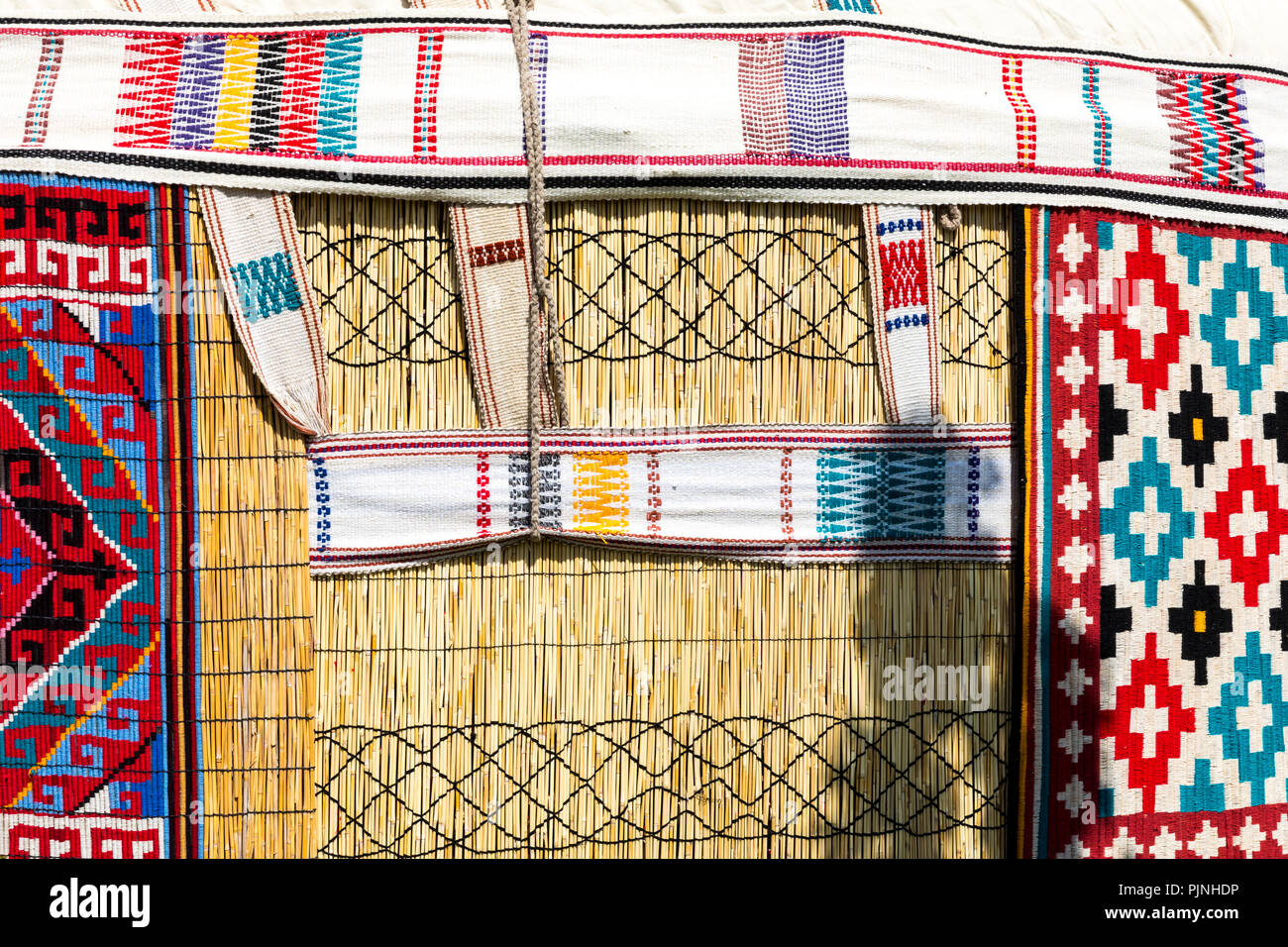 Yurts in Uzbekistan, traditional crafts and patterns. Stock Photo