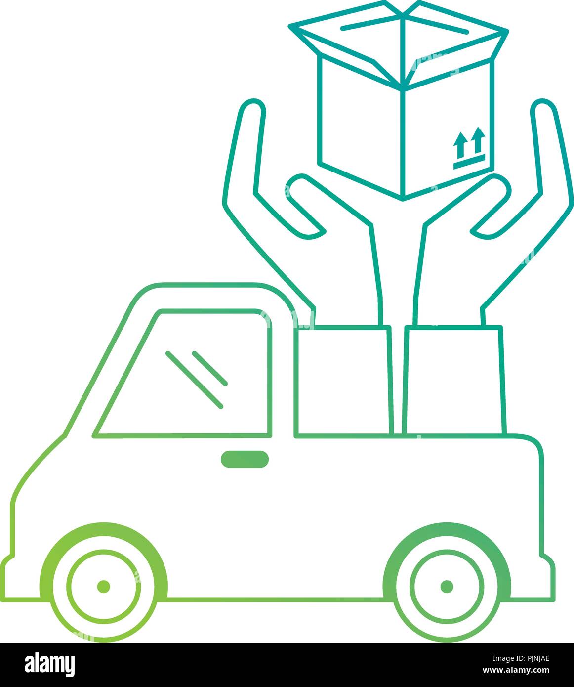 delivery service truck with hands protection Stock Vector