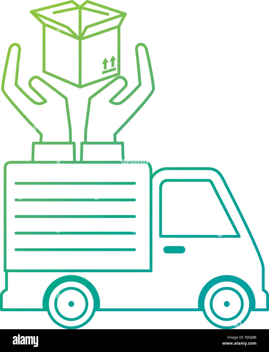 delivery service truck with hands protection Stock Vector