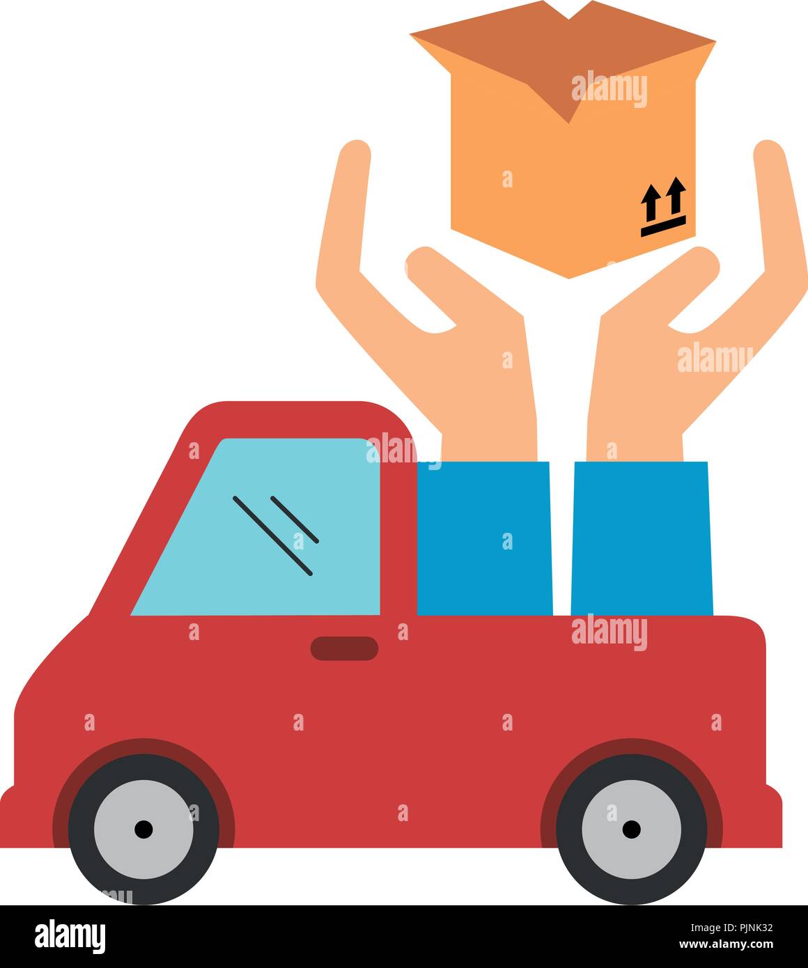 delivery service truck with hands protection Stock Vector