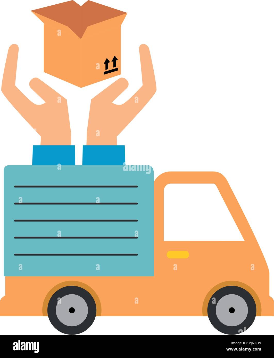 delivery service truck with hands protection Stock Vector