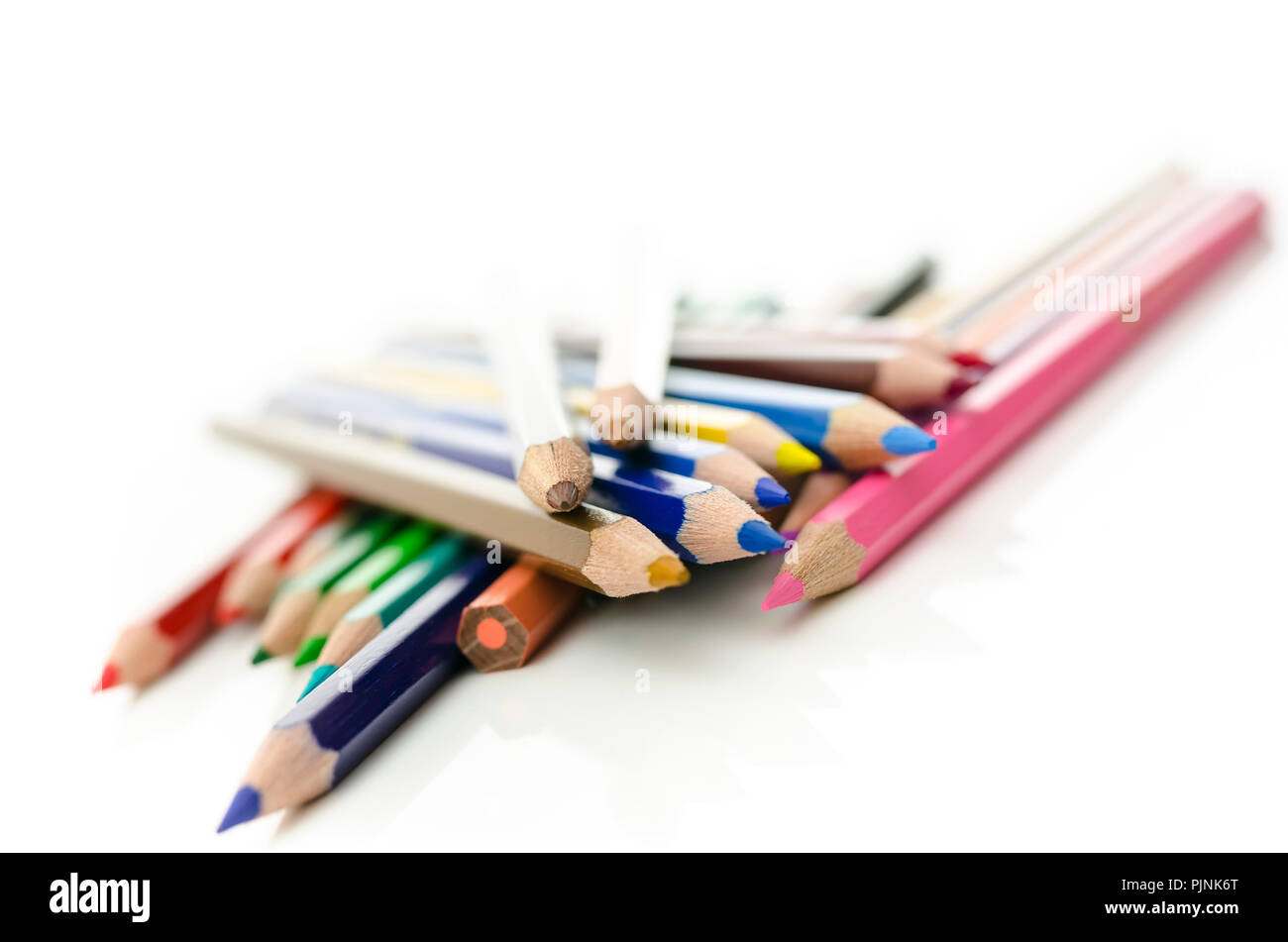 Bunch of color pencils isolated over white background Stock Photo - Alamy