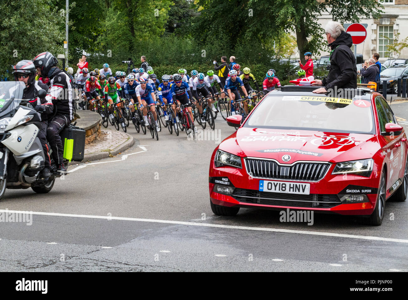 West Bridgford, Nottingham, UK. 8th September 2018. The Tour of Britain passing through West Bridgford, Nottingham, just after the start of the cycle race.  Credit: Martyn Williams/Alamy Live News Stock Photo