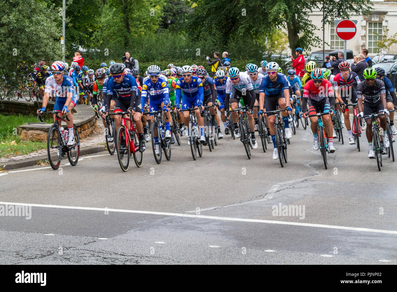 West Bridgford, Nottingham, UK. 8th September 2018. The Tour of Britain passing through West Bridgford, Nottingham, just after the start of the cycle race.  Credit: Martyn Williams/Alamy Live News Stock Photo