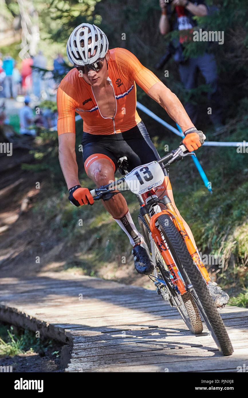 Lenzerheide, Switzerland. 8th September 2018. Mathieu van der Poel during  the UCI 2018 Mountain Bike World