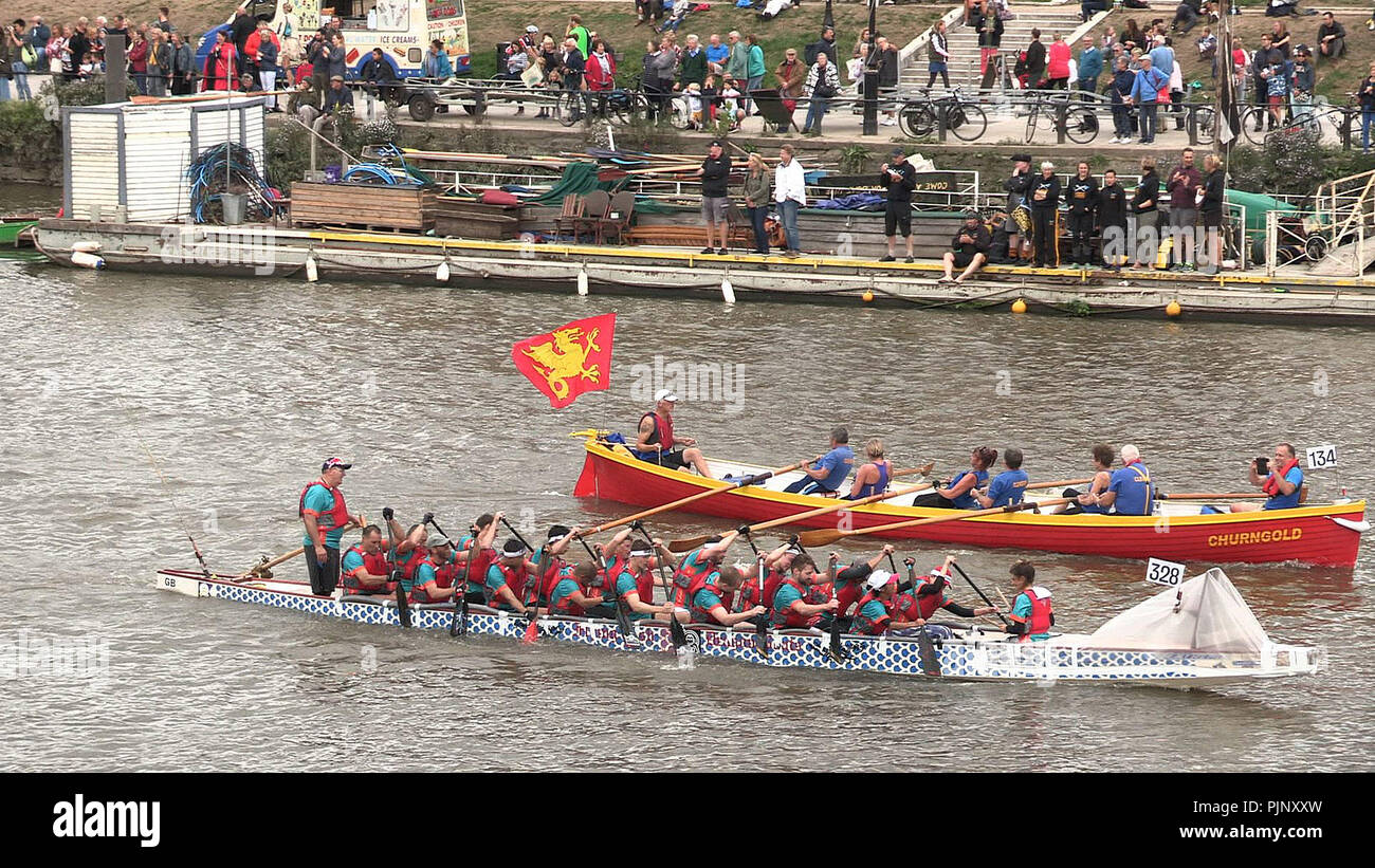 London, UK. 08th Sep, 2018. The Great River Race in London 2018 as competitors pass Richmond Waterfront about 2 miles before the finishing line at Ham Credit: Peter Phipp/Travelshots.com/Alamy Live News Stock Photo