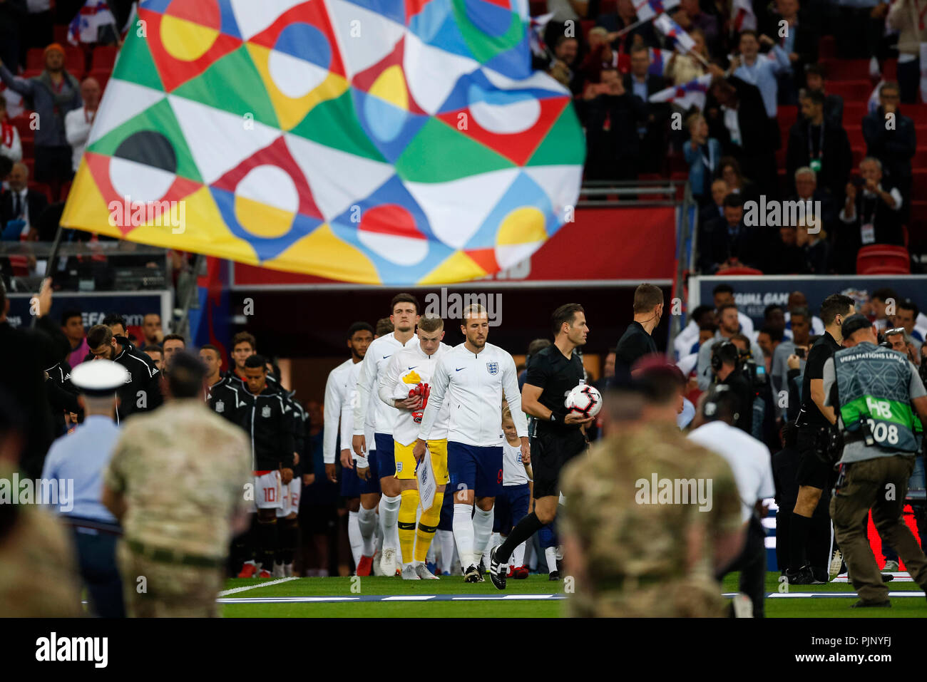 London, UK. 08th Sep, 2018. Harry Kane of England walks out before the UEFA Nations League League A Group 4 match between England and Spain at Wembley Stadium on September 8th 2018 in London, England. (Photo by Daniel Chesterton/phcimages.com) Credit: PHC Images/Alamy Live News Stock Photo